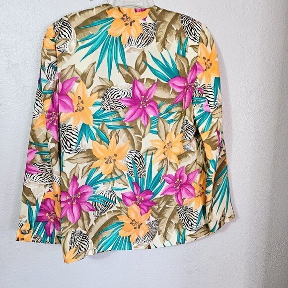 EVAN PICONE VINTAGE TROPICAL FLORAL PRINT WOMENS BLAZER SIZE 6 - Picture 3 of 8